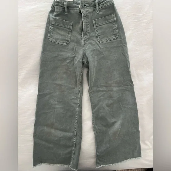 Zara Girls Marine Pants Wide Leg Jeans Sage Green - Size 10Y - Picture 1 of 4